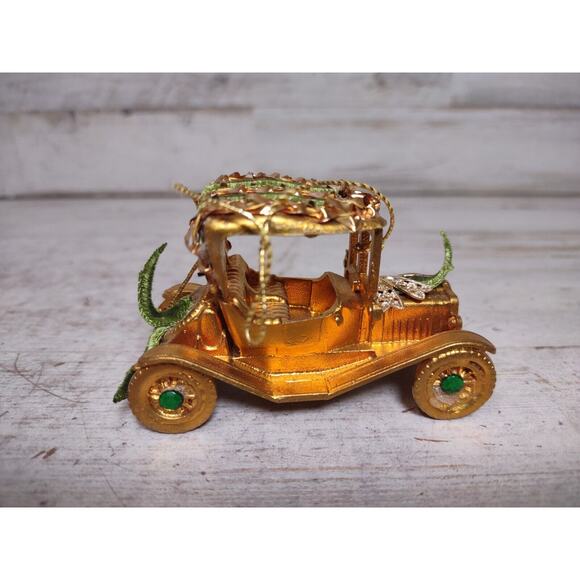 Vintage Koestel 1911 Maxwell Classic Car Gold Green Velvet Christmas Ornament - Picture 3 of 8
